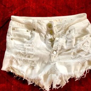 White ripped jean shorts- American Eagle